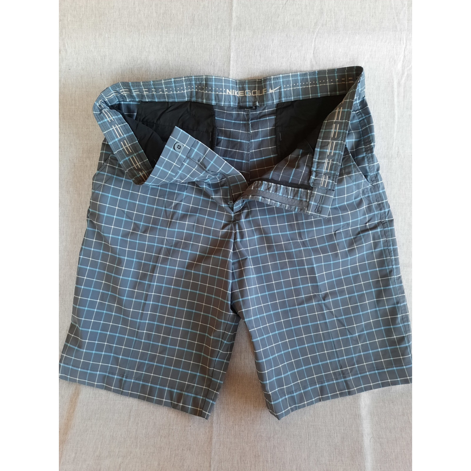 Nike Golf Men 40 Windowpane Outdoor Spandex Short Zip Fly Pocket Polyester Blend
